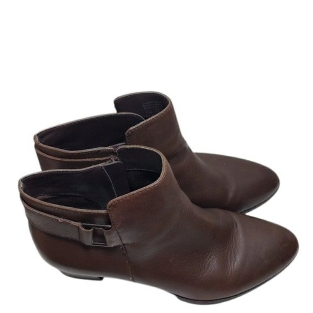 Alfani Alf Leather Upper Brown Closed Toe Booties
